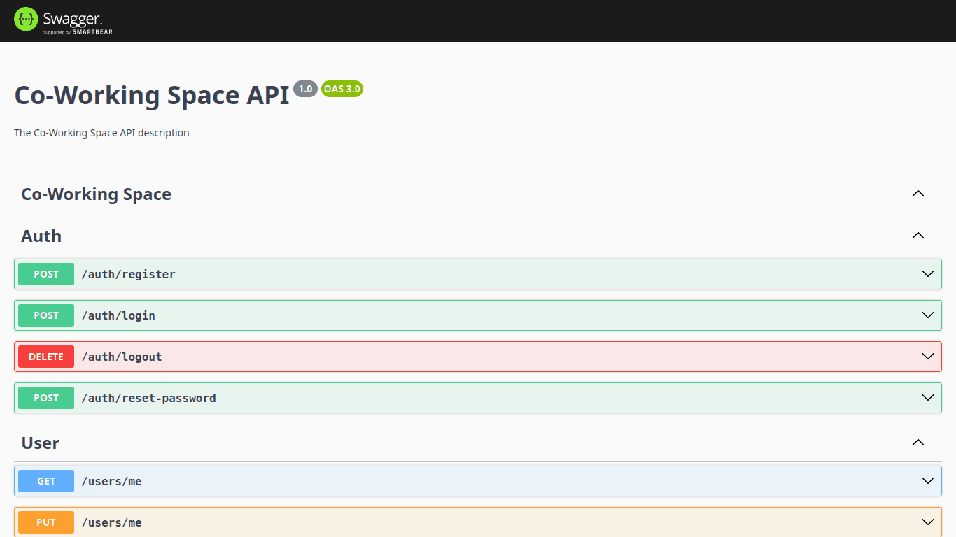 Co-Working Space API